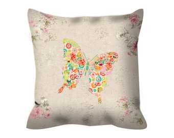 Blumen Schmetterling Kissen: Shabby Chic Kinderzimmer Kissen
