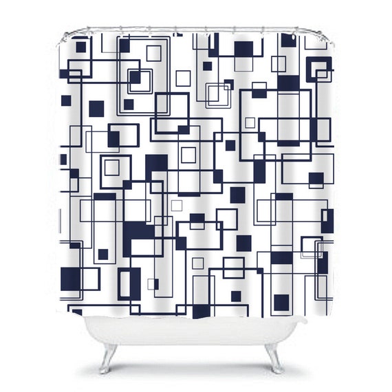 Items similar to navy shower curtain, black and white shower curtain