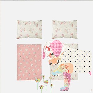 Toddler Girl Bedding Puppy Dog Print: Playful Puppy Design - Microfleece Comforter, Pillowcase & Fitted Sheet Set, Easy Care image 2