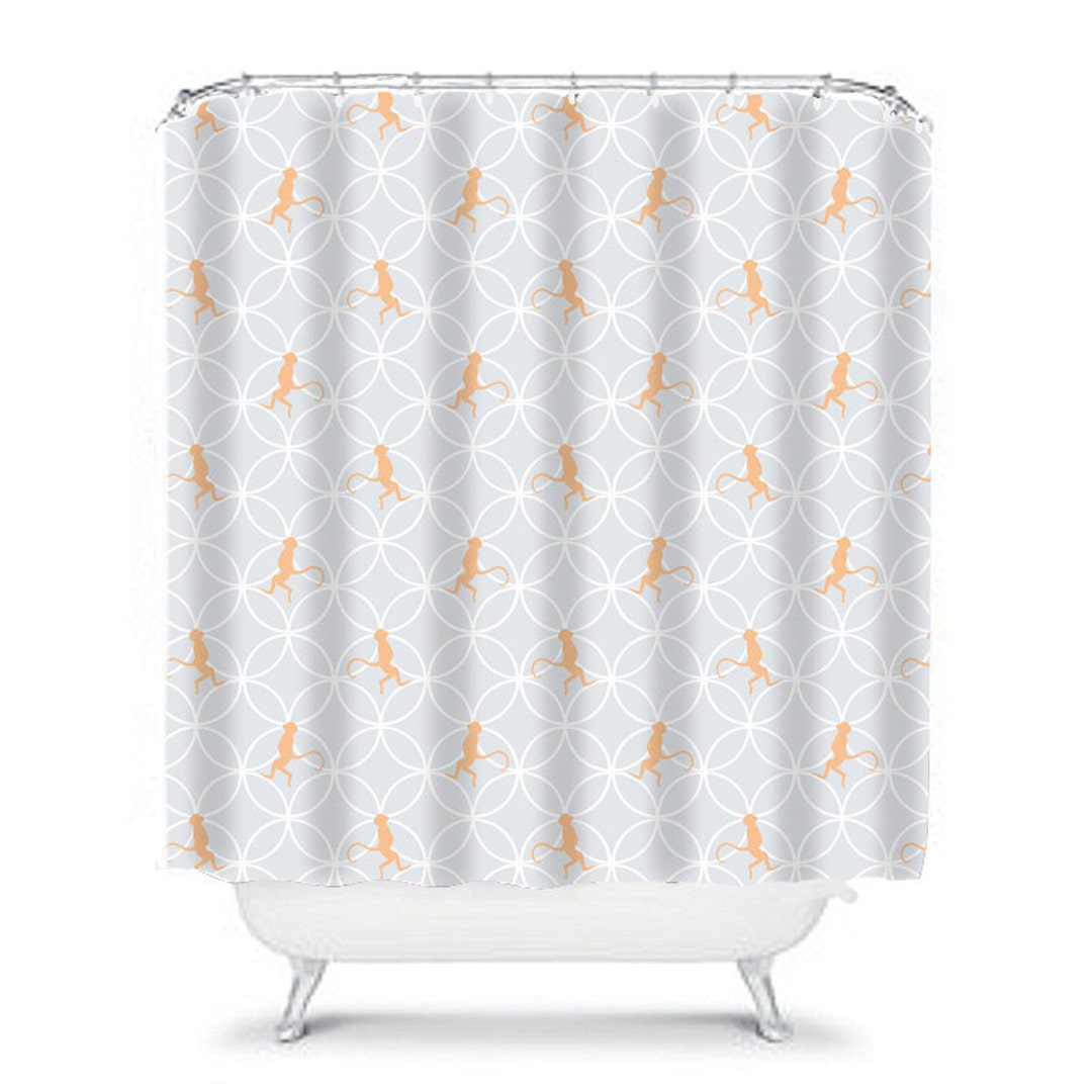 Little Monkey Gray Gender Neutral Shower Curtain for Kids. Etsy