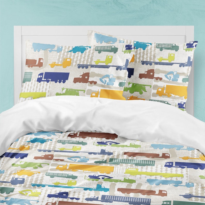 Toddler boy bedding trucks bedding truck duvet big boys room Etsy