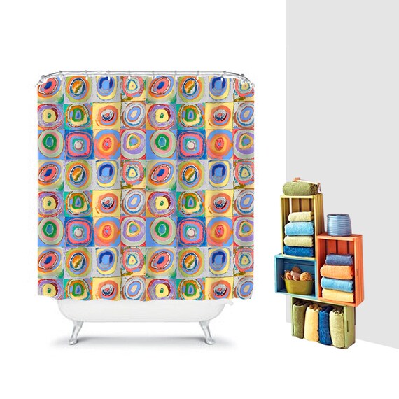 Art Shower Curtain Colorful Bathroom Decor Bold Shower Etsy