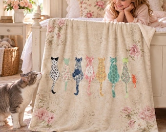 Cats Minky Blanket: Cozy Cat Lover Throw - Warm Soft Minky Baby Girl Or Gift For Mom or Grandma