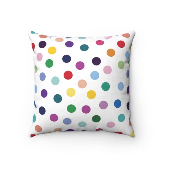 Polka Dot Pillow Colorful Kids Throw, Vibrant Design (Machine Washable Cover, Soft Spun Polyester, Multiple Sizes)