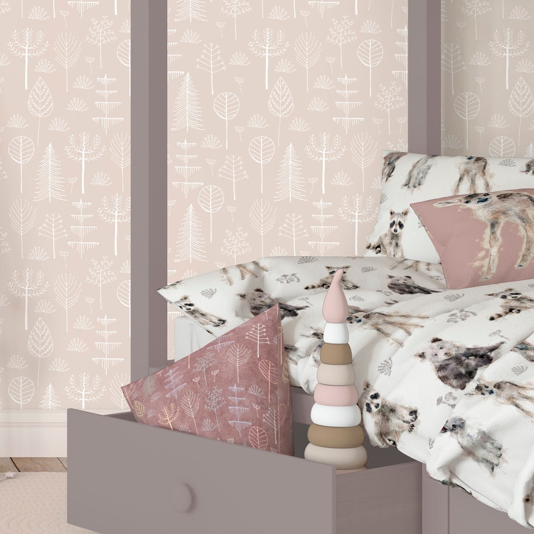 Gender Neutral Baby Bedding Set With Woodland Animal Print, Matching