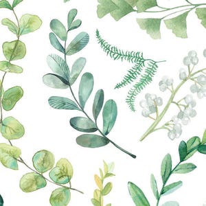 Leafy Green Botanical Shower Curtain Set - Floral Farmhouse Bath Decor - Mold Resistant, Quick Dry Fabric, Multiple Size Options image 2