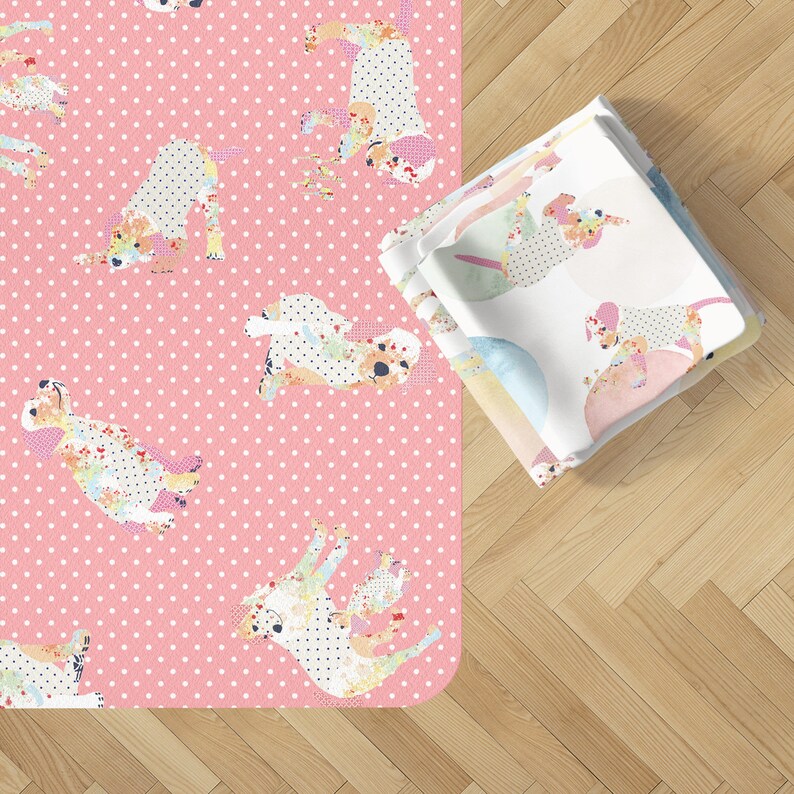 Puppy Decor Nursery Floor Rug Pink Play Mat Nursery Area Rug Etsy