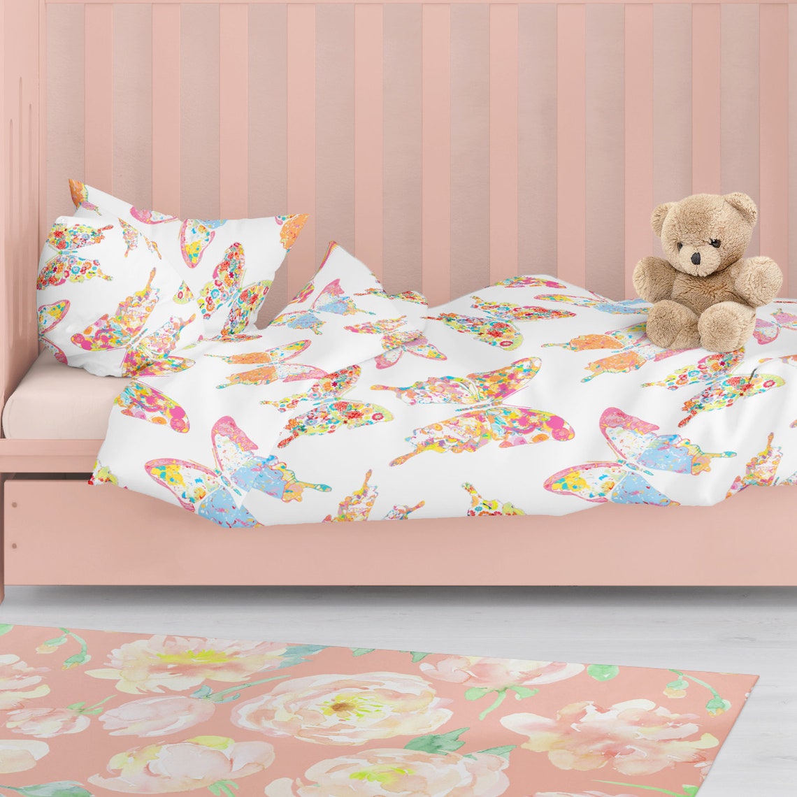 Little girl butterfly bedding set with duvet cover comforter Etsy