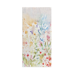 Watercolor wildflowers floral bathroom bath towel and hand towel. Bathroom decor accessories with optional matching shower curtain & mat.