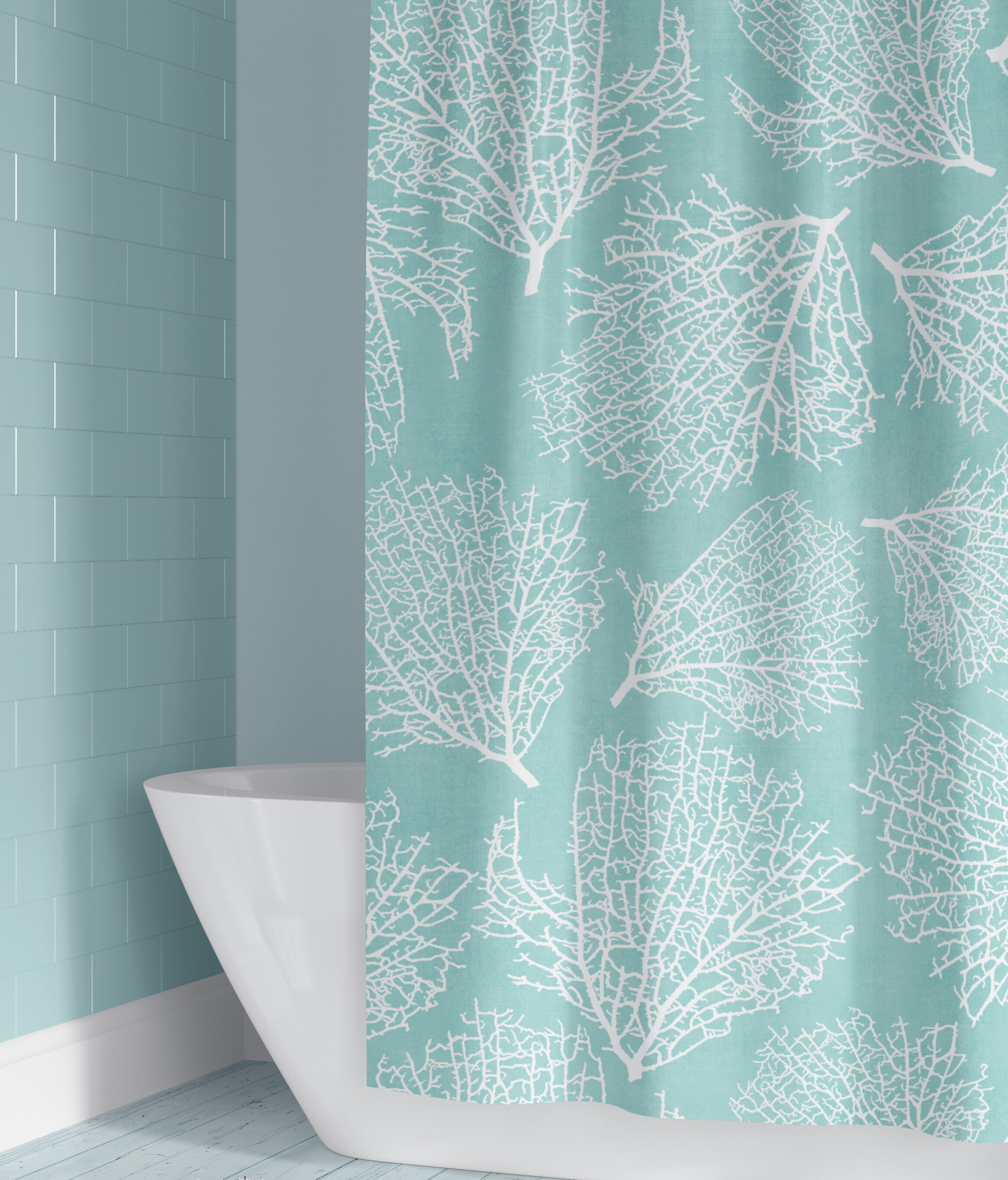 Blue coral shower curtain discount