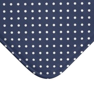 Navy Polka Dot Bath Mat: Soft Quick-Dry Microfiber, Non-Skid Backing | Rectangle Bathroom Rug, Machine Washable | Two Sizes
