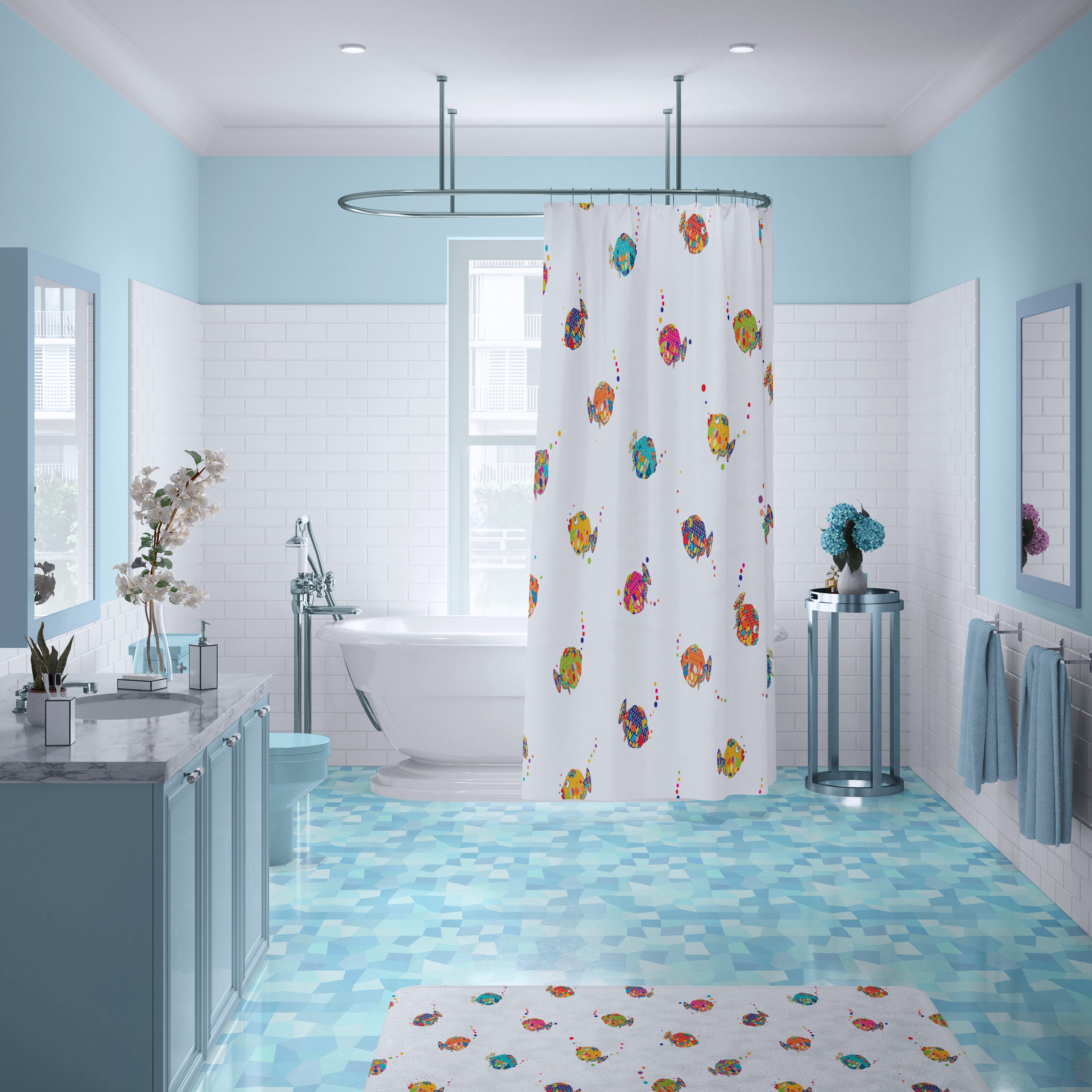 Colorful Kids Bathroom Decor Tropical Fish Shower Curtain. Kids Bath  Towels, Hand Towels and Colorful Fun Bath Mat Bathroom Accessories Set. -   Canada