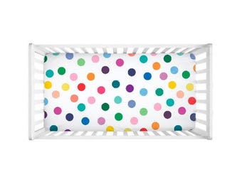 Polka Dot Fitted Crib Sheet Cozy Baby Bedding, Colorful Nursery Design (Standard 52x28", Jersey Knit)