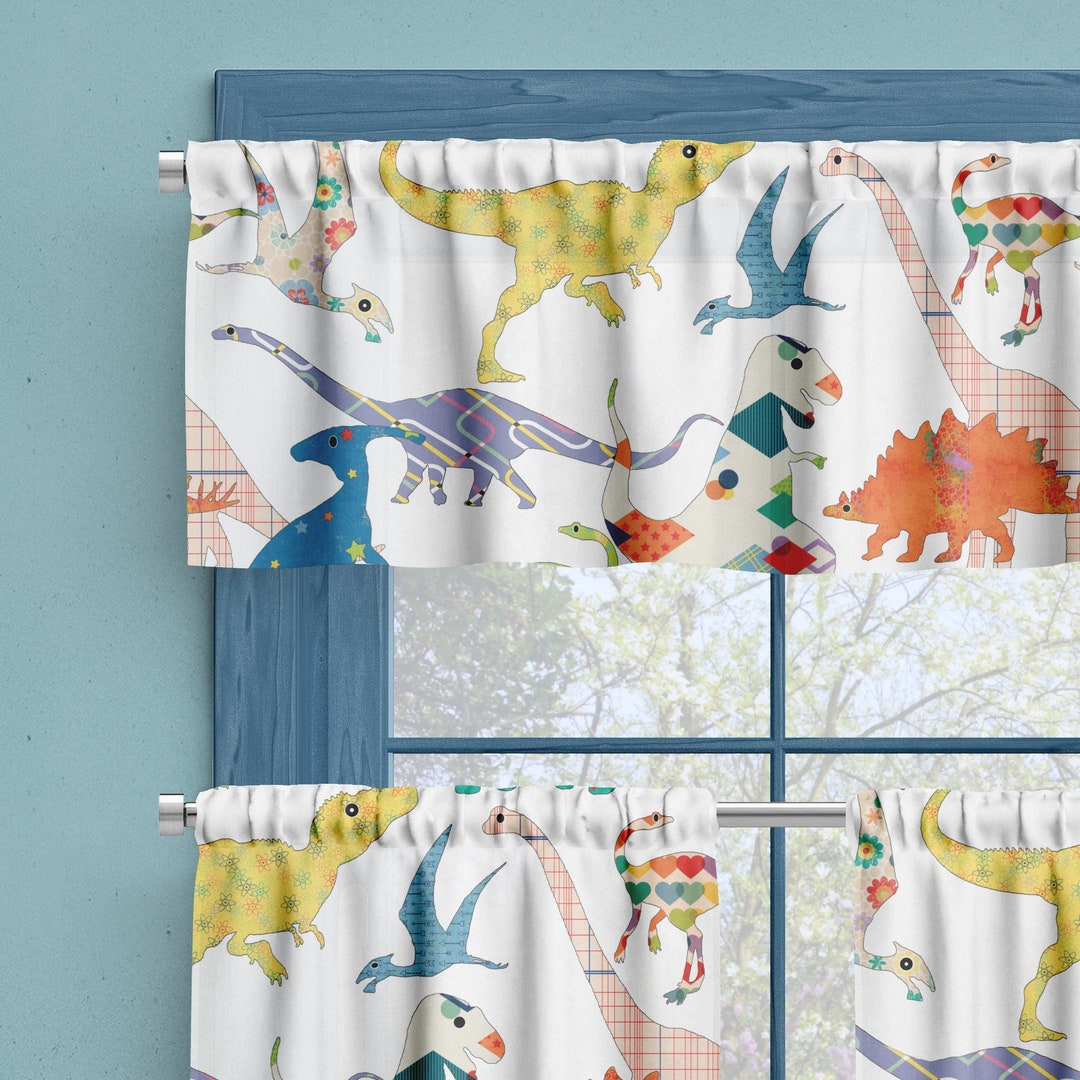 Dinosaur Curtain Valance Window Curtain. Toddler Boy Bedroom Etsy