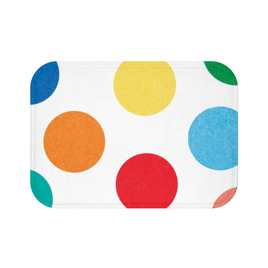 Colorful Polka Dots Bath Mat Bathroom Set. Kids Bathroom Decor ...