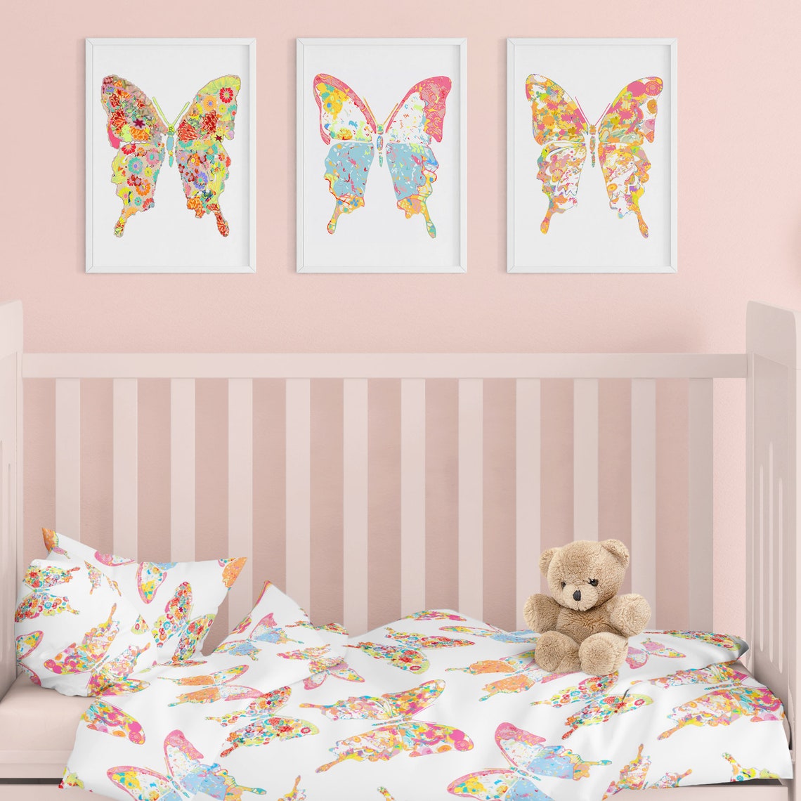 Little girl butterfly bedding set with duvet cover comforter Etsy