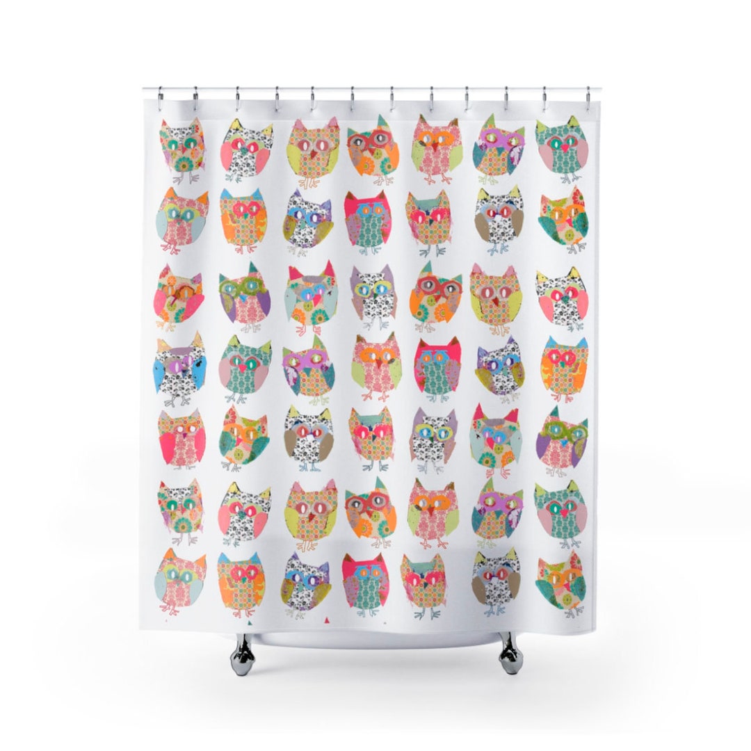 Owl Shower Curtains Owl Decor Owl Bathroom Decor Shabby Etsy