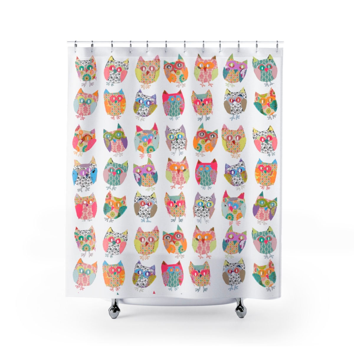 Woodland Owls Fabric Shower Curtain: Mold Resistant, Toddler Bathroom Decor
