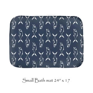 Navy Fish Shower Curtain - Gender Neutral Bathroom Decor - Mold Resistant Fabric, Rust-Proof Grommets, Extra Long image 6