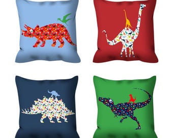 Dinosaur Throw Pillow: Colorful Nursery Decor, Boys Room Cushion