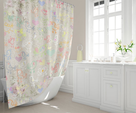 Kids Shower Curtain Cottage Chic Shower Curtains Kids Bathroom Etsy