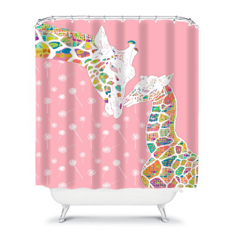 Toddler girl shower curtain. Pink Bathroom decor for girls. Etsy