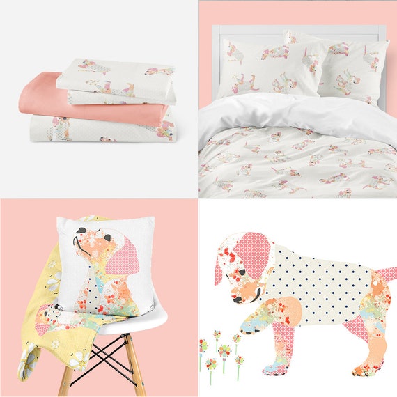 Puppy Decor Nursery Bedding Girl Toddler Bedding Girl Crib Etsy