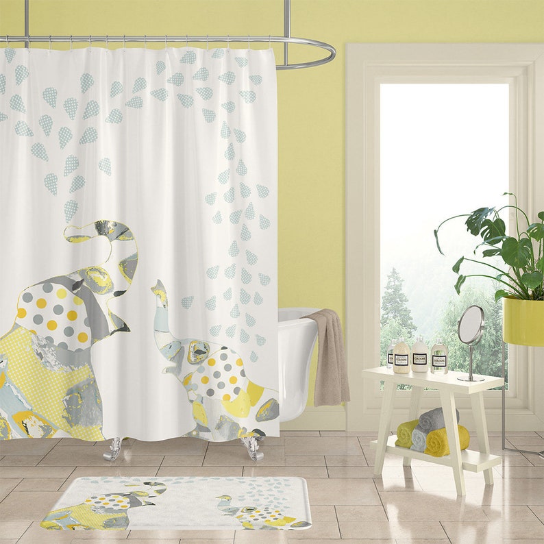 Kids Shower Curtain Elephant Shower Curtain Elephant Etsy