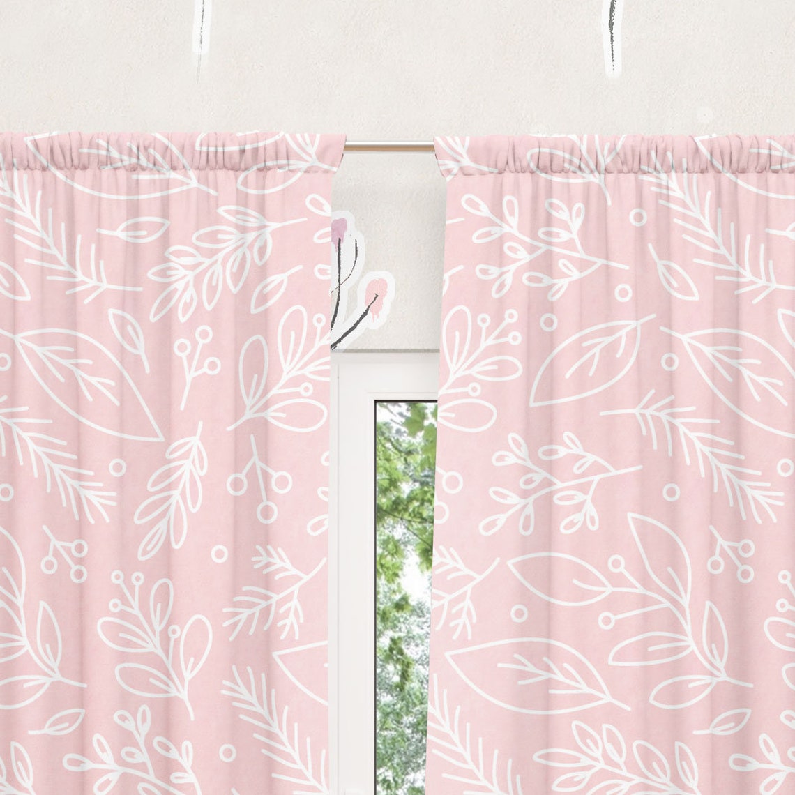 Pink Floral Nursery Window Curtains. Baby Girl Curtain. Pink Etsy