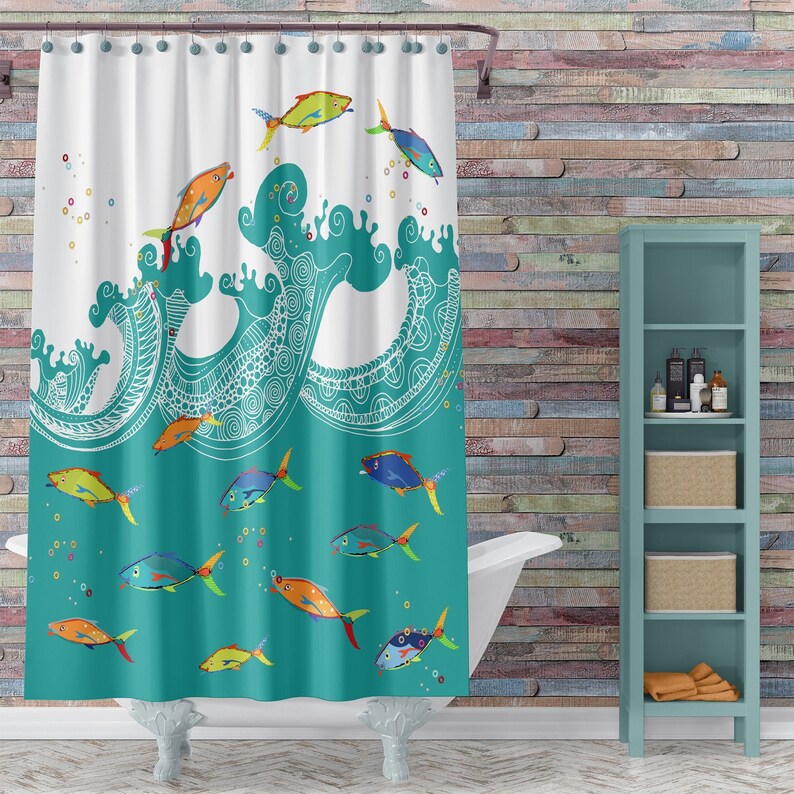 Tropical Fish Kids Shower Curtain for Unisex Bathroom Decor. Etsy