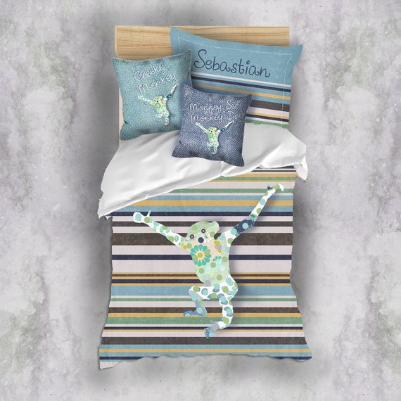 Personalised Duvet Twin Bedding Toddler Monkey Decor - Twin Monkey Bedding Personalised Duvet Twin Bedding Toddler Monkey Decor - Twin Monkey Bedding