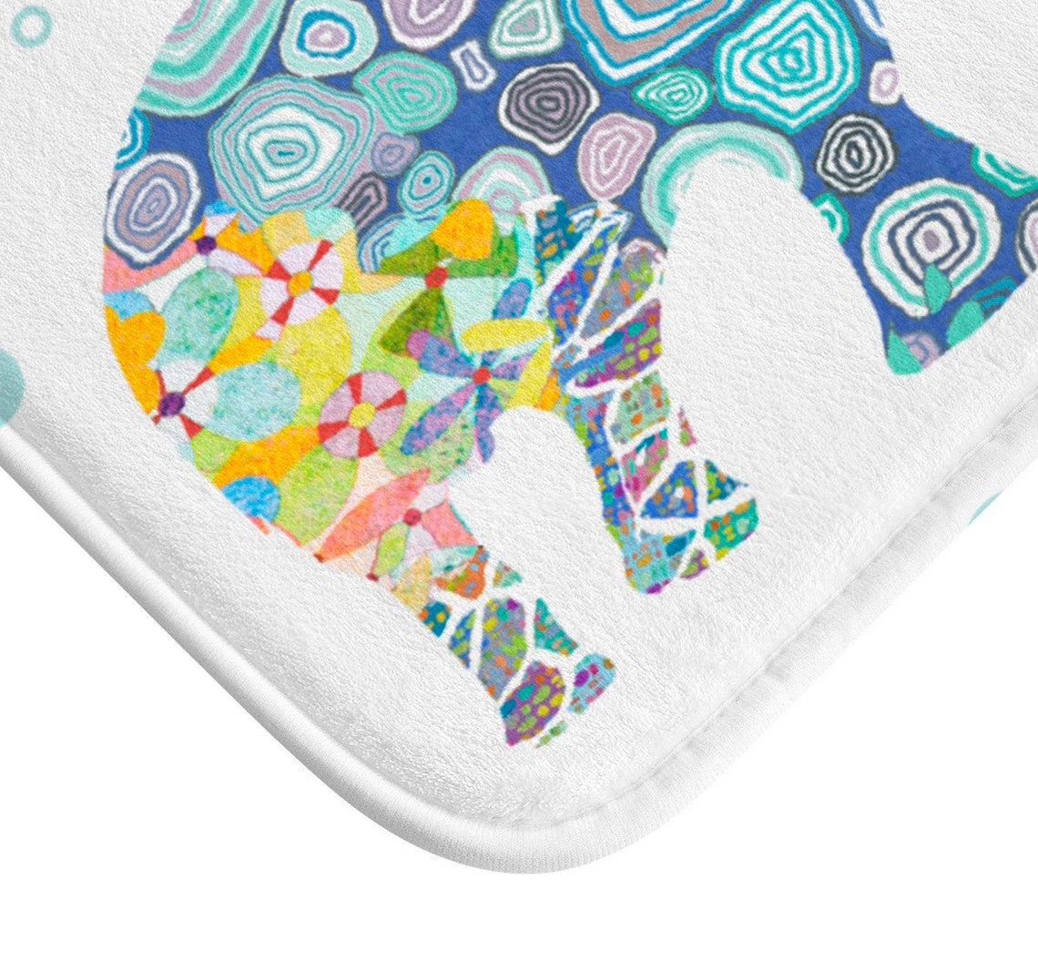Elephant Bath Mat For Kids. Boys Blue Bathroom Set With Etsy