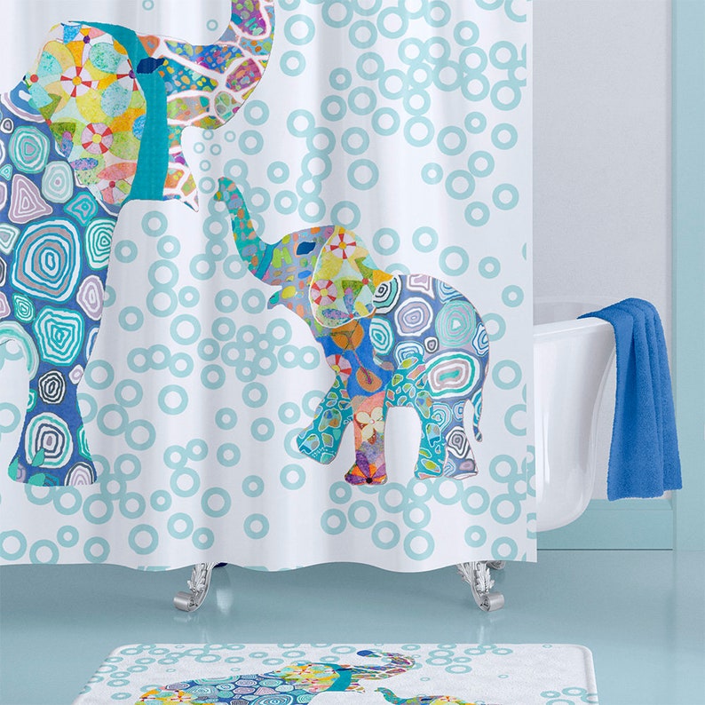 Elephant Bath Mat for Kids. Boys Blue Bathroom Set With Etsy