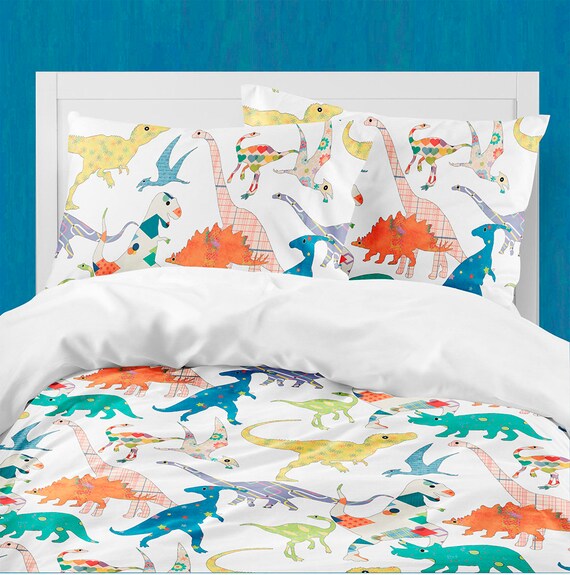 Cotton Dinosaur Duvet Cover for Little Boys Bedroom Decor. Fun Colorful Toddler Boys Bedding Set With Pillow Case in Twin Full and Queen. Etsy