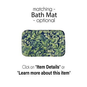 Navy Blue Leafy Shower Curtain: Tropical Watercolor Pattern, Eco-Friendly Fabric | Mold Resistant, Machine Washable | Multiple Sizes image 7