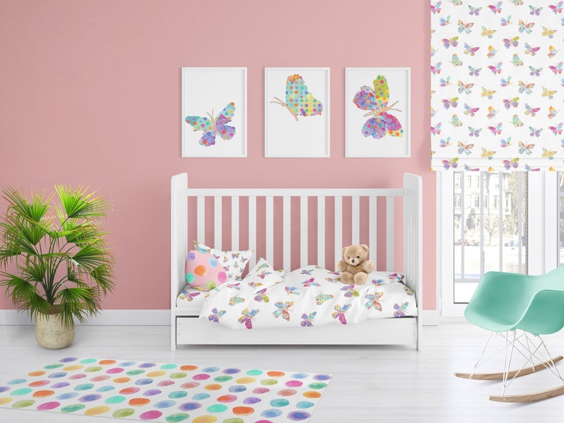 Colorful butterfly bedding set for baby girls. Butterfly Etsy