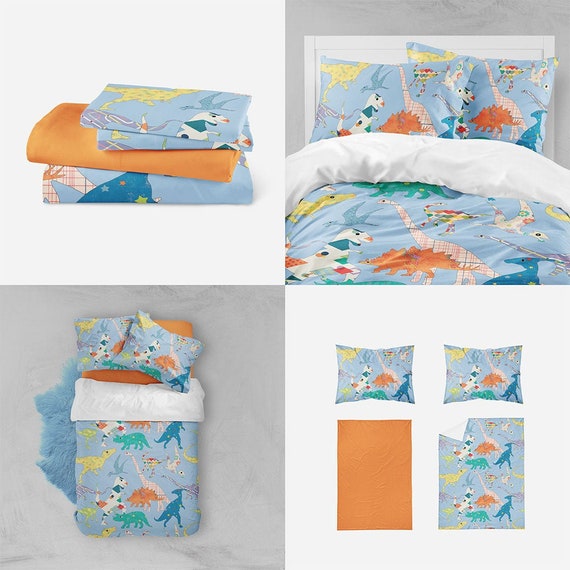 blue dinosaur bedding