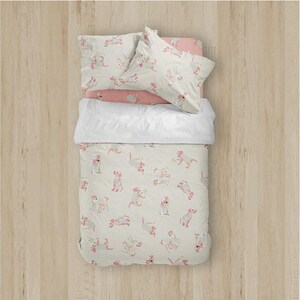 Toddler Girl Bedding Puppy Dog Print: Playful Puppy Design - Microfleece Comforter, Pillowcase & Fitted Sheet Set, Easy Care image 3
