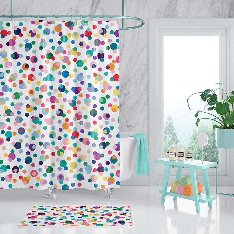 Polka Dot Shower Curtain For A Fun And Colorful Kids Bathroom Etsy