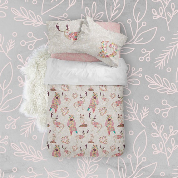 Toddler Bedding Girl Woodland Girls Room Decor Baby Girl Etsy