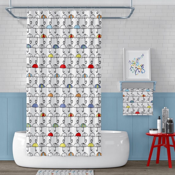 Fun Kids Shower Curtain With Matching Bath Mat and Bath Towels