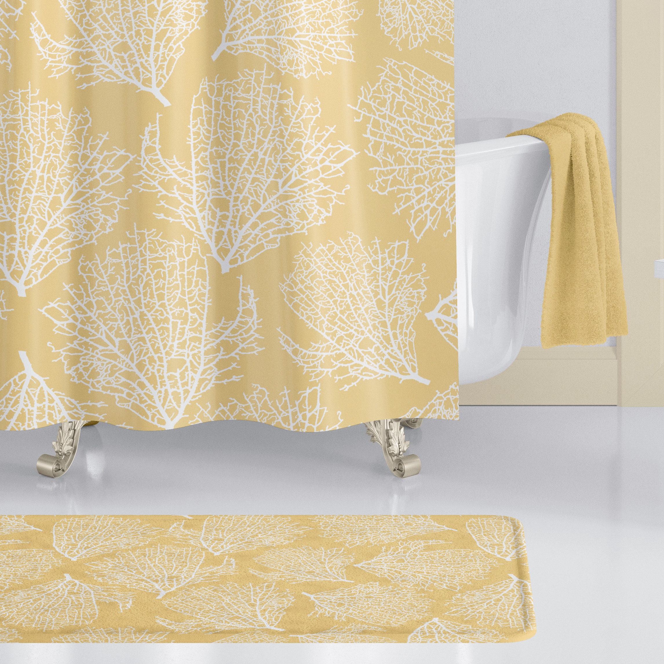 Yellow shower curtain for your Master bathroom decor Beach Etsy Canada