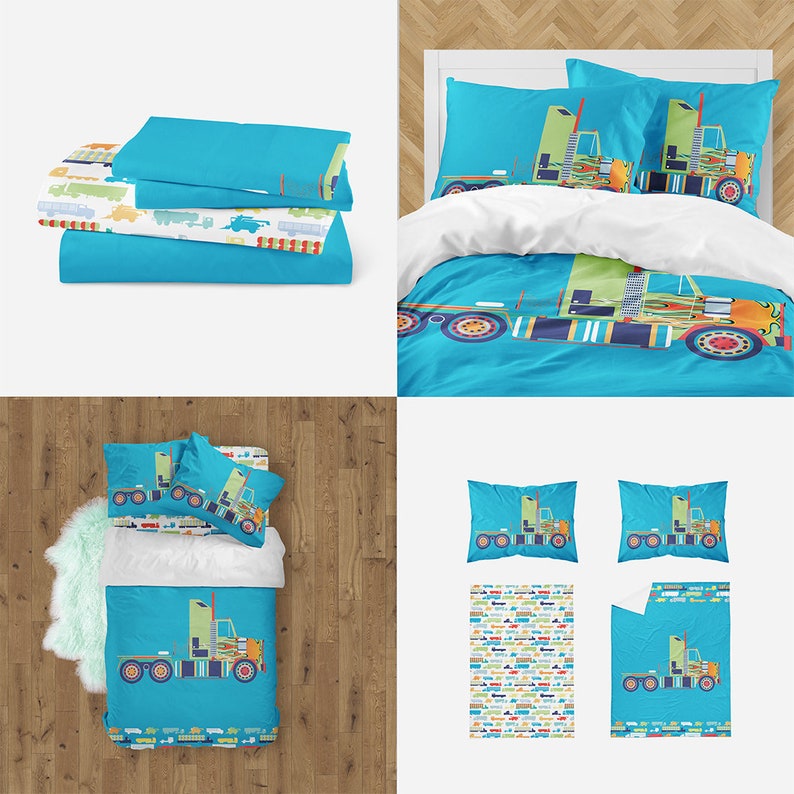 Toddler Boy Trucks Bedding Set. Transportation Bedding Set. Etsy