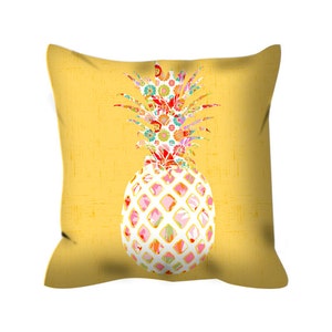 Floral Pineapple Throw Pillow: Colorful Girls Bedroom Decor