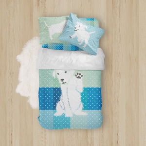 Blue Puppy Dog Toddler Bedding Set – Cotton Duvet & Pillowcase