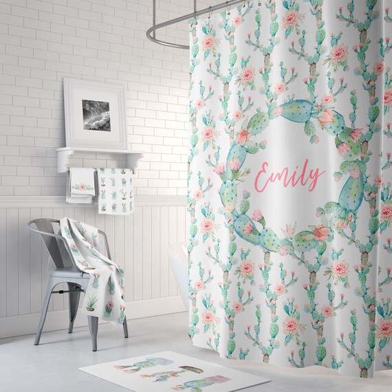 Girls Shower Curtain Personalized Custom Name Fl Wreath Girls Shower Curtain Personalized, Toddler Girl Shower Curtain