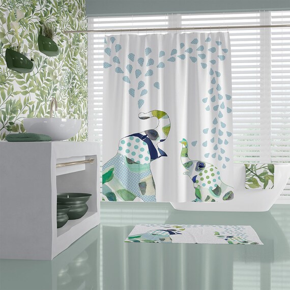 Elephant Shower Curtain Kids Shower Curtain Kids Bathroom Etsy