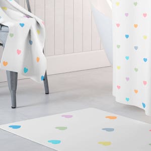 Love Hearts Spotted Shower Curtain. Extra Long Shower Curtains. Love Heart Fabric Curtain. Toddler Girl Bath Curtain. Kids Bathroom Decor.