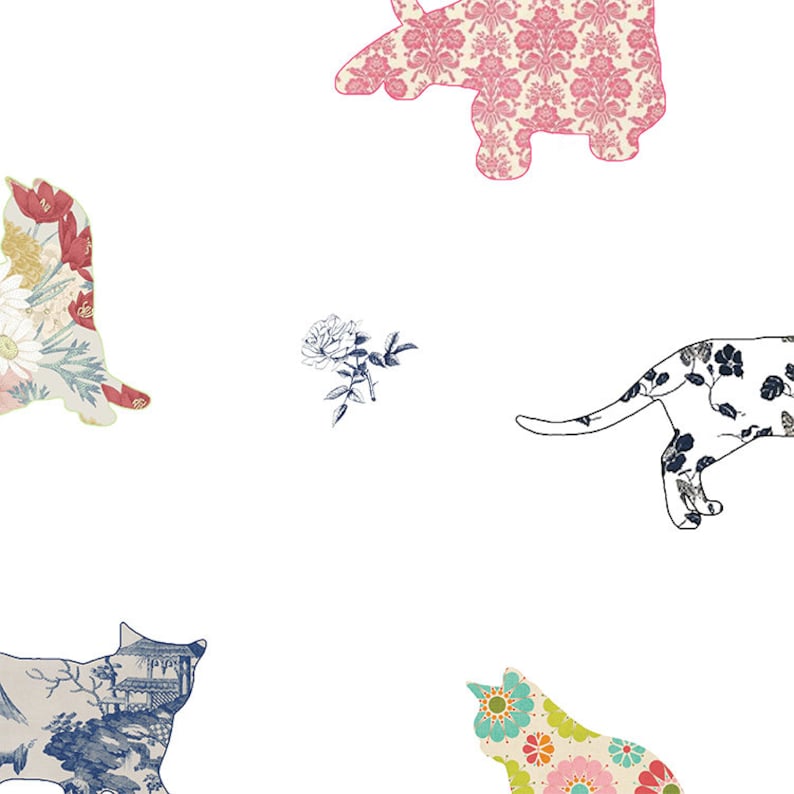 Cats Shower Curtain Shabby Cottage Chic Bathroom Decor Set Etsy