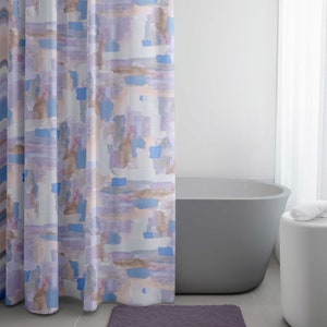 Purple Abstract Shower Curtain: Modern Art Bathroom Decor